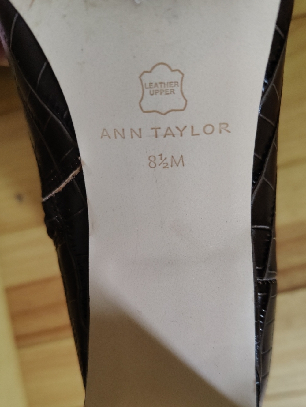 Ann Taylor Crocodile Embossed Brown Ankle Boots - Picture 8 of 11